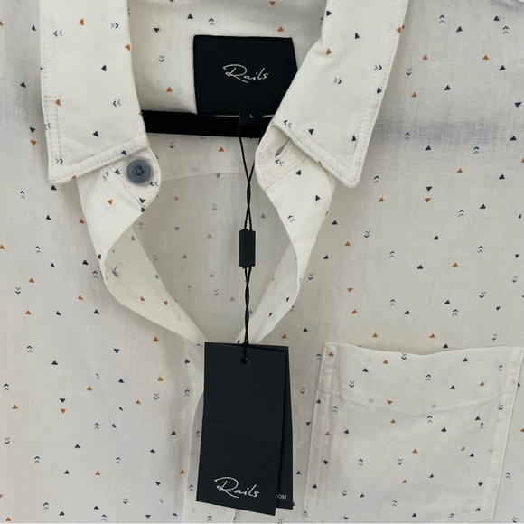 Rails NWT Carson Button Down Shirt Linen Blend Triangle Geo - Picture 3 of 7